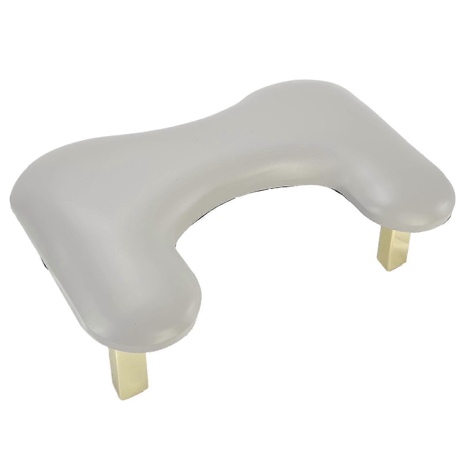 Nail Arm Rest with Ergonomic U Shape, PU Leather Manicure Hand Rest Pillow, Foldable Gray