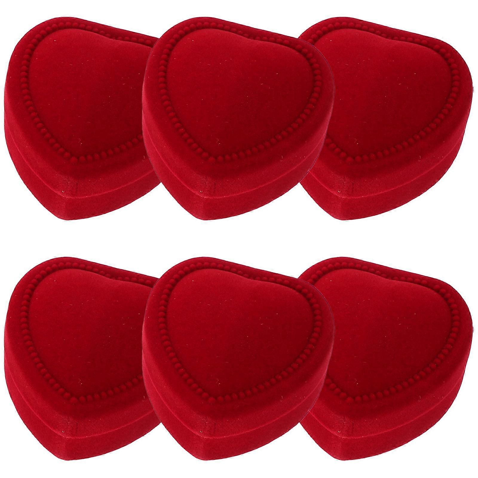 Ear Stud Ring Storage Box for Wedding 6Pcs Heart Shaped Ring Boxes