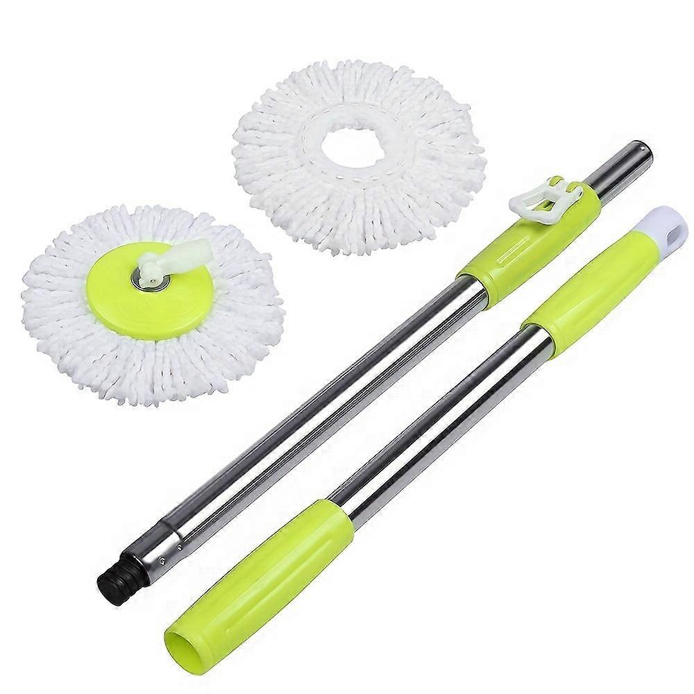Upgraded 360 Degrees Rotating Spin Mop Head, Base, Handle Replacement Microfiber Spin Mop, 2 Microfiber Mop Refills Set Combo