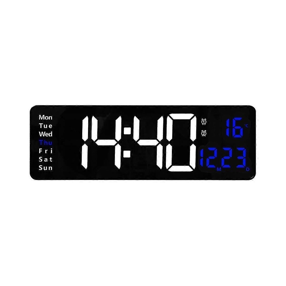 16-inch Led Digital Display Wall Clock Temperature And Humidity Display European Wall Clock Timer Countdown Timer Blue