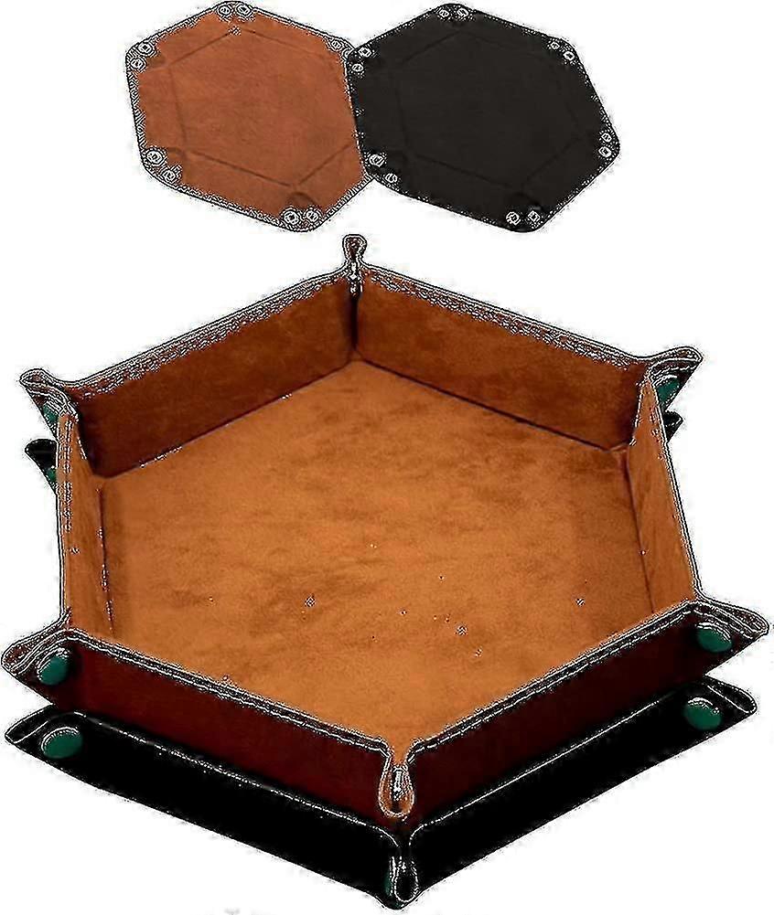 2pcs Hexagon Dice Tray Double-Sided Velvet Foldable
