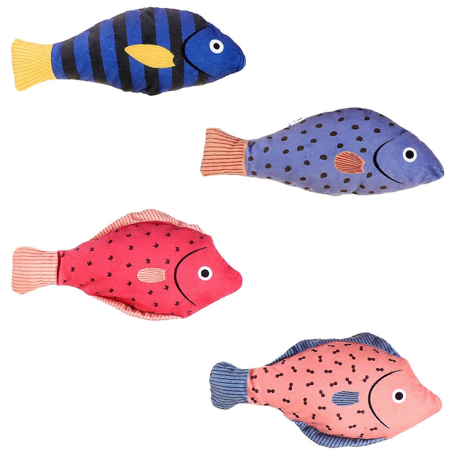 Cat Interactive Toy Plush Fish Shape for Fun Play 4Pcs Pack