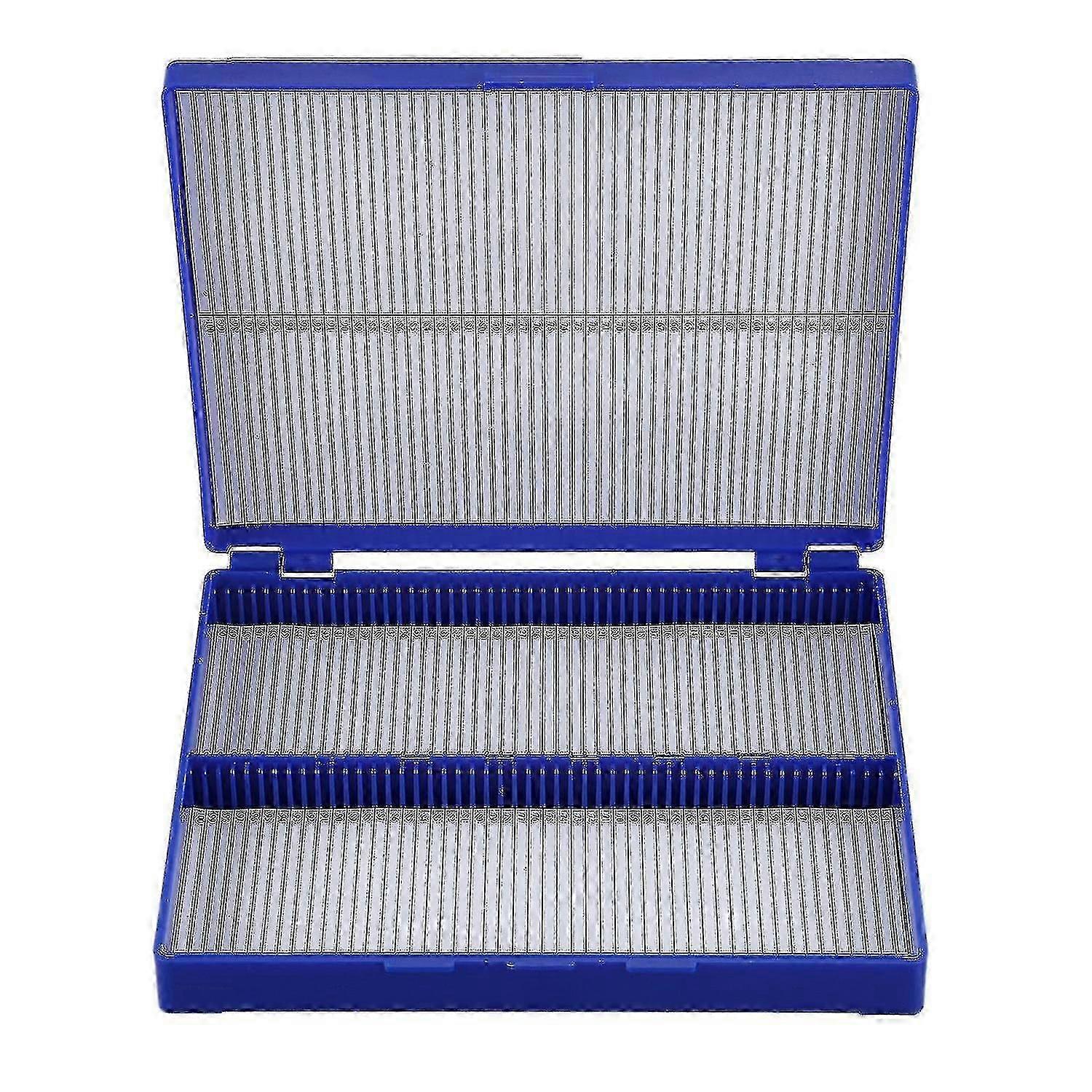 Royal Blue Rectangle Plastic Microscope Box Holds 100 Microslides