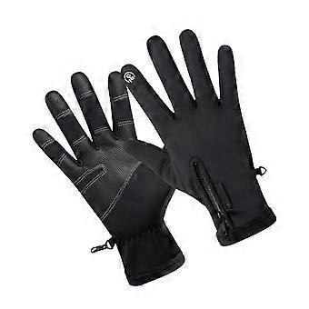 Mountain Bike Gloves Warm Windproof Waterproof Touch Screen 2Pairs Black