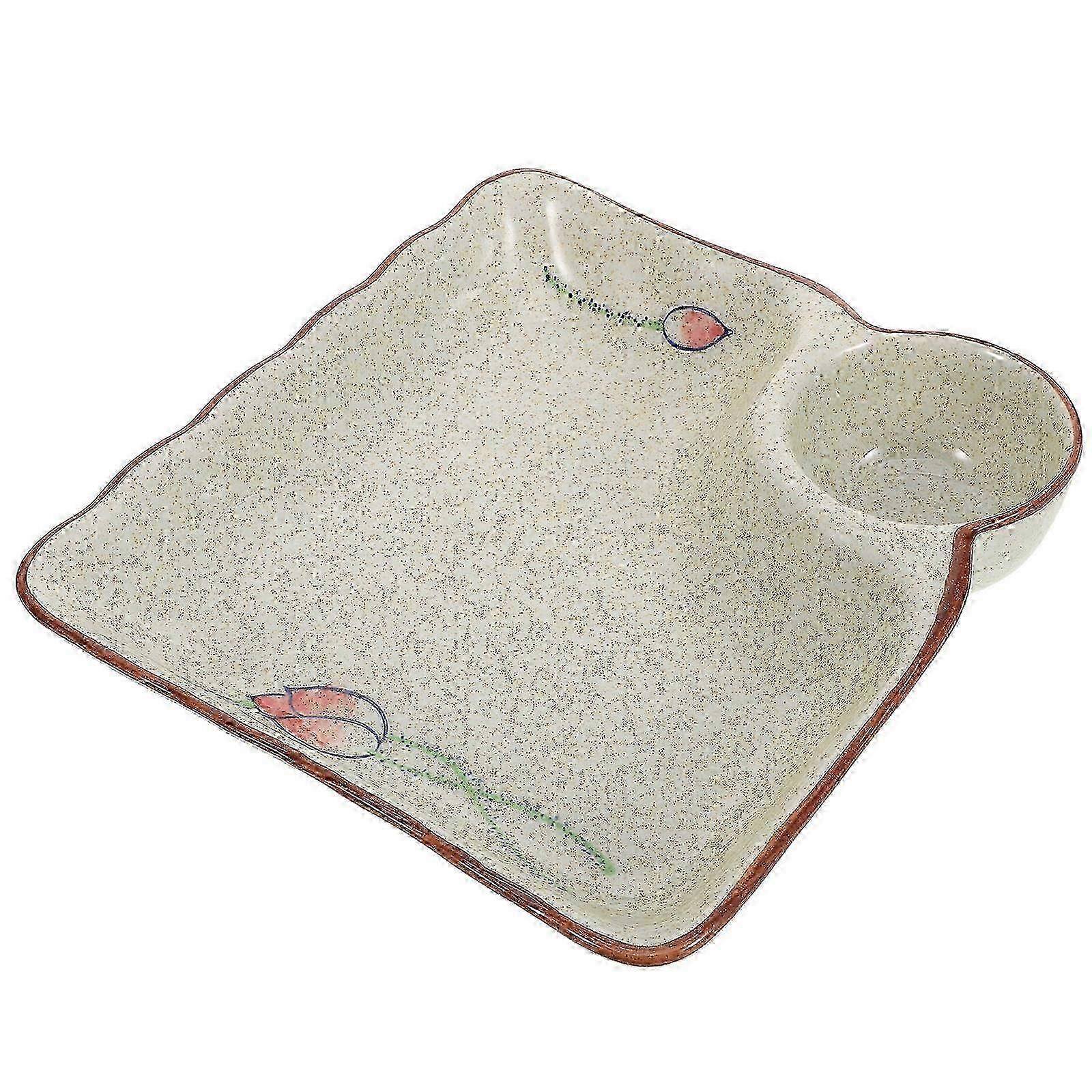 Ceramic Dumpling Plate with Sauce Dish for Serving Food