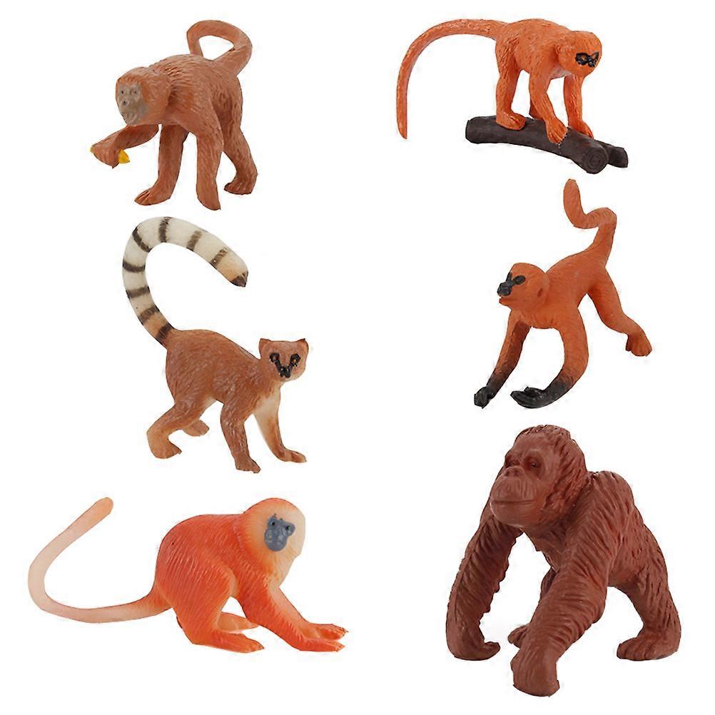 Imitated Animal Toy Solid Long-Tailed Monkey Model Playthings 6Pcs