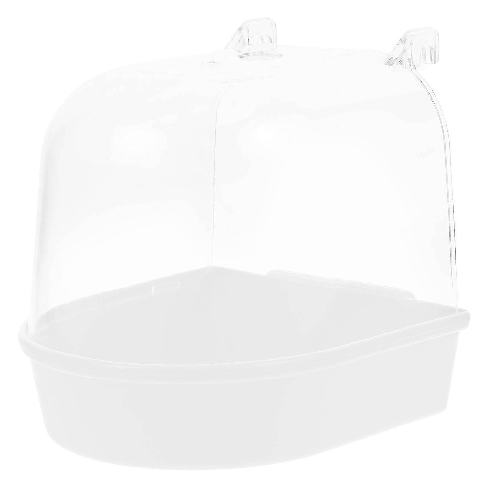 Indoor Bird Bath Cage Attachment for Parakeets Multi-Functional White