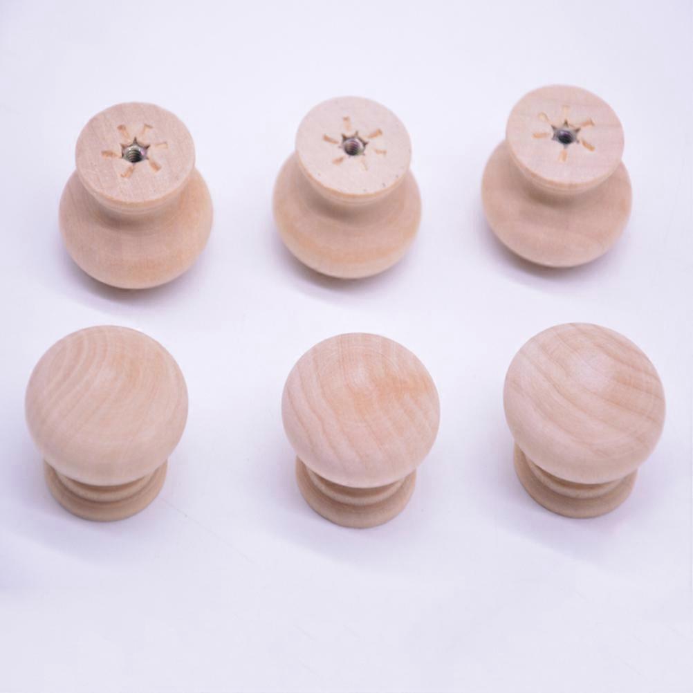 Wooden Cabinet Pull Knob Beech Hardware for Wardrobe 15Pcs