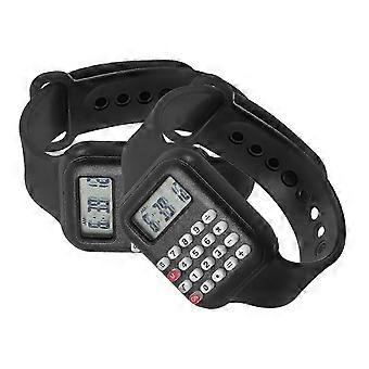 Montre calculatrice portable pour enfants, compatible avec les garçons et les filles. Petite montre de calcul créative, forme ronde, matériau PVC, lot de 2.