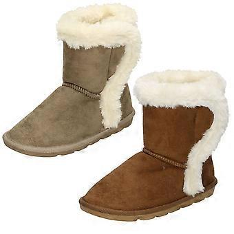 Girls Spot On Fur Trim Ankle Boots