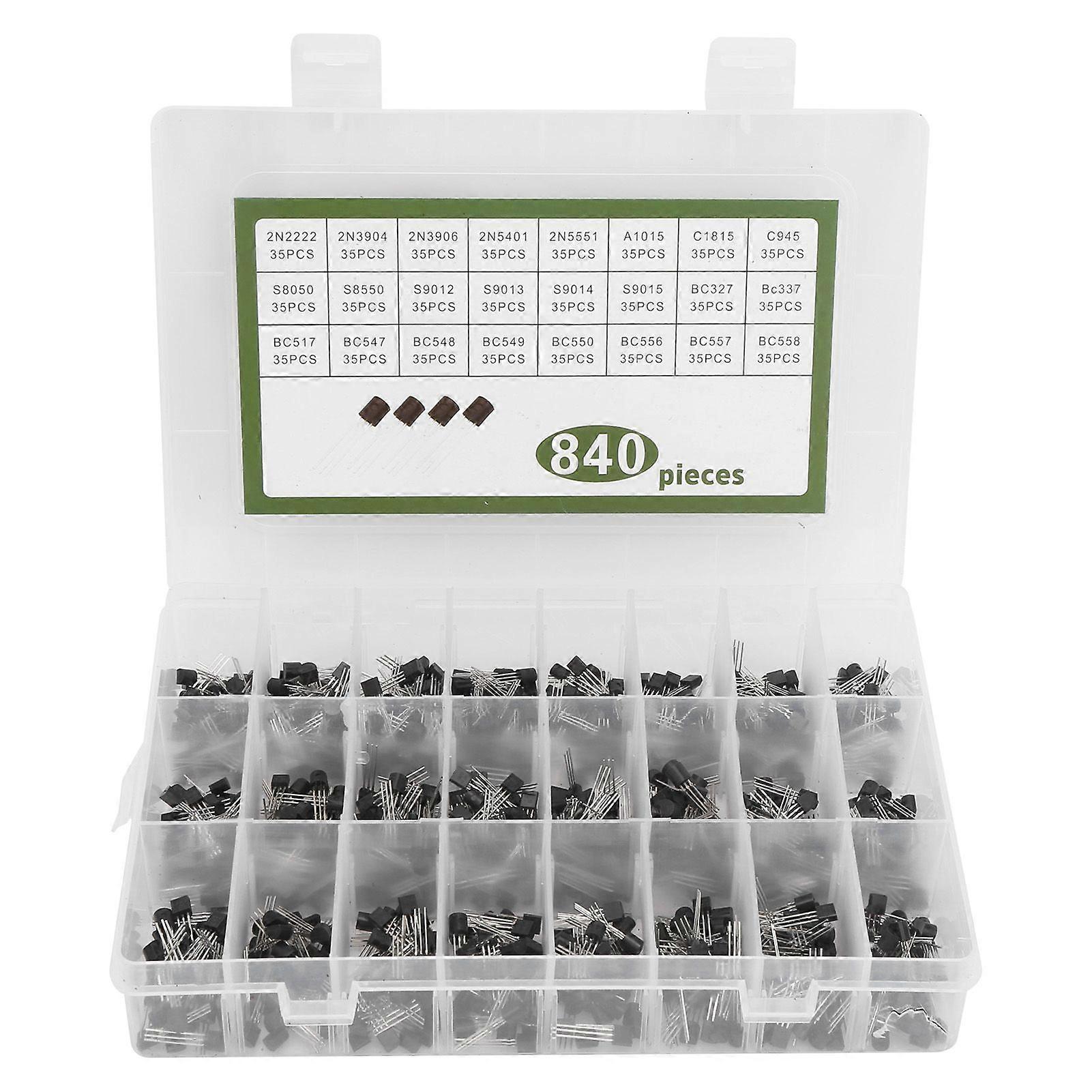 840Pcs Power Transistor Kit Triode sortiment sett industrielle kontrollkomponenter TO?92