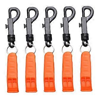 5Pcs Safety Whistle Set Loud Durable Plastic Emergency Whistles with Key Ring for Hiking Camping Boating