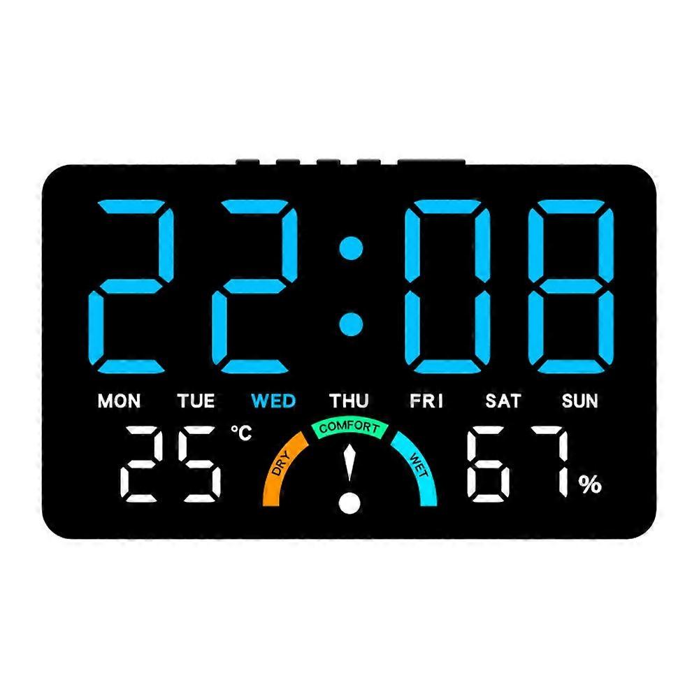 Wall-mounted Electronic Wall Clock Multi-functional Temperature Digital LED Clocks 12/24H Voice Control Display Table Clock