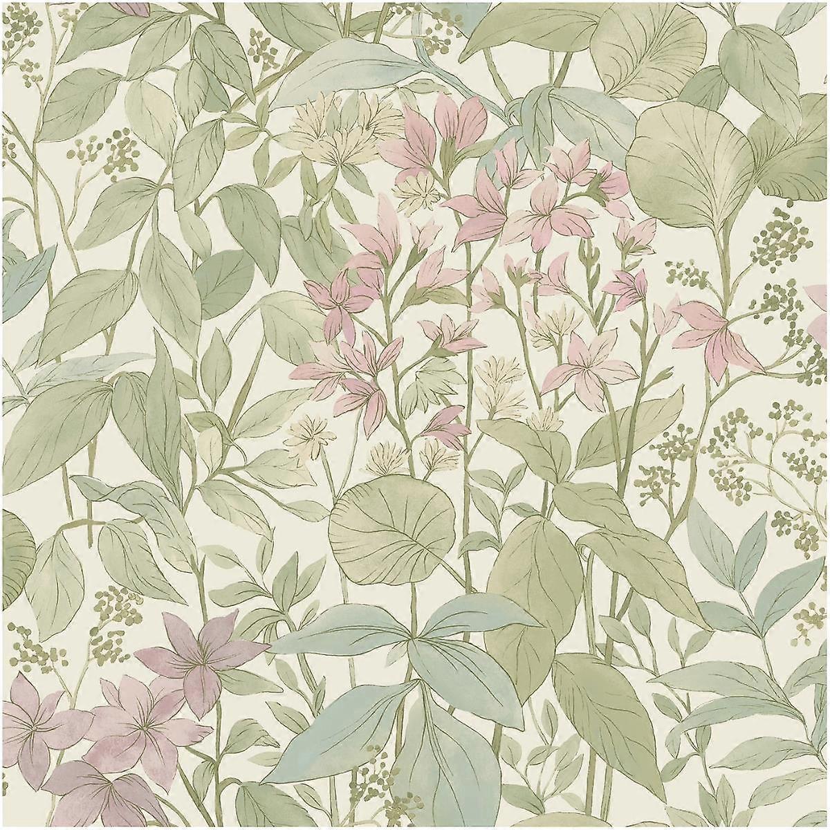 Glade Sage Floral Wallpaper