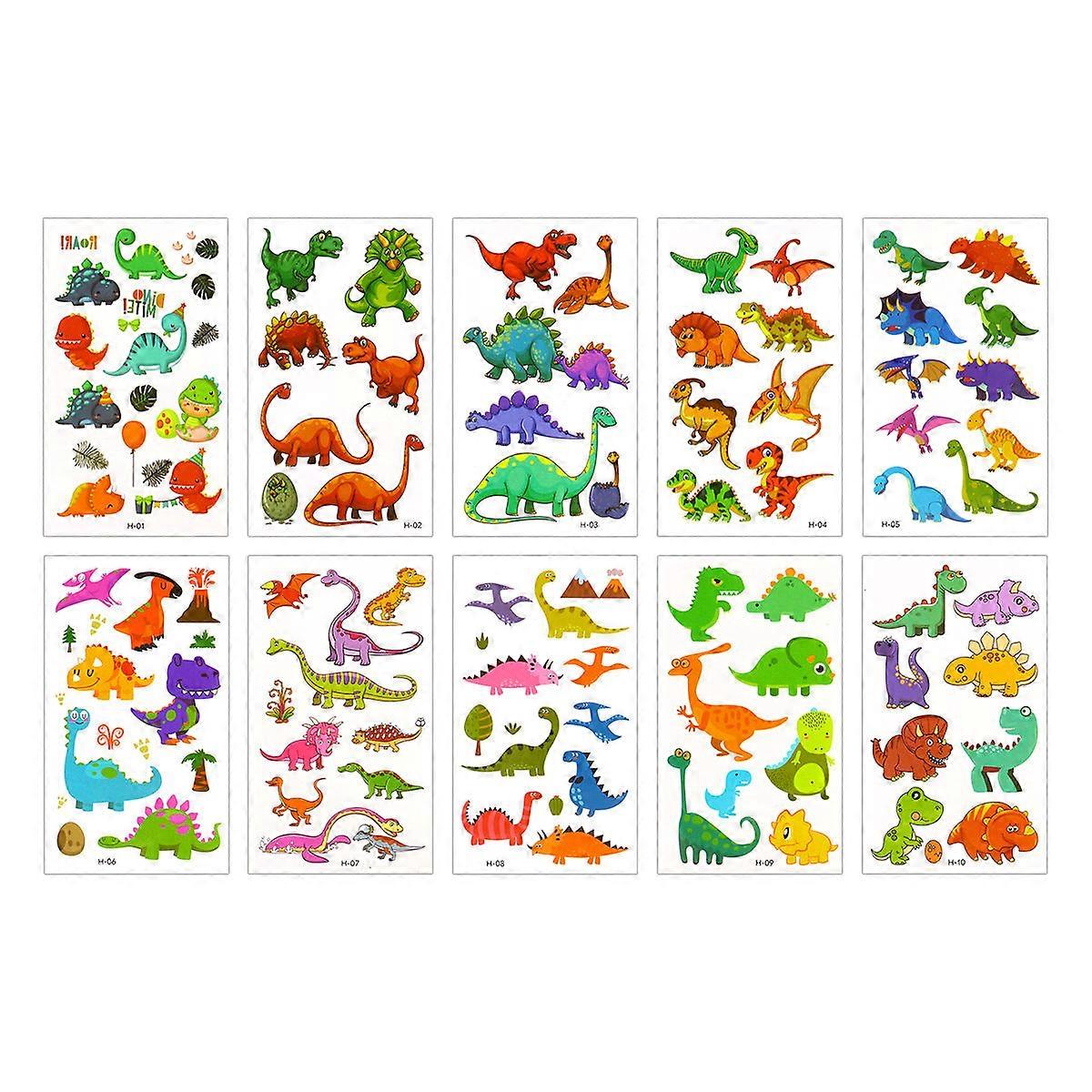 20 Sheets Temporary Dinosaur Tattoos Set Children Face Temporary Stickers