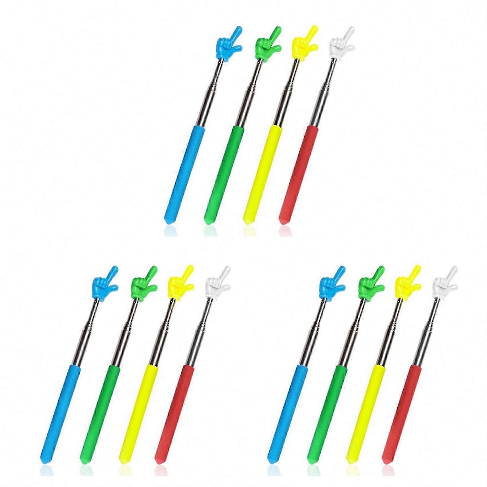 Reading & Presentation Aid: 12 Pcs Retractable Telescoping Teacher Hand & Finger Pointer Sticks for Whiteboard