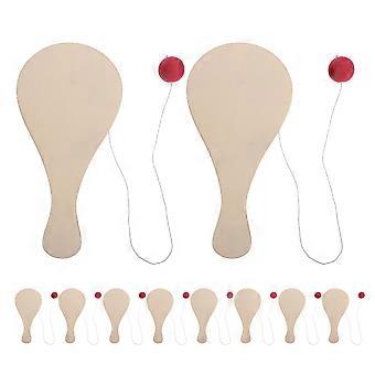 Khaki Wood Paddle Ball Set for Playing Use 10Pcs Unfinished Wooden Rackets