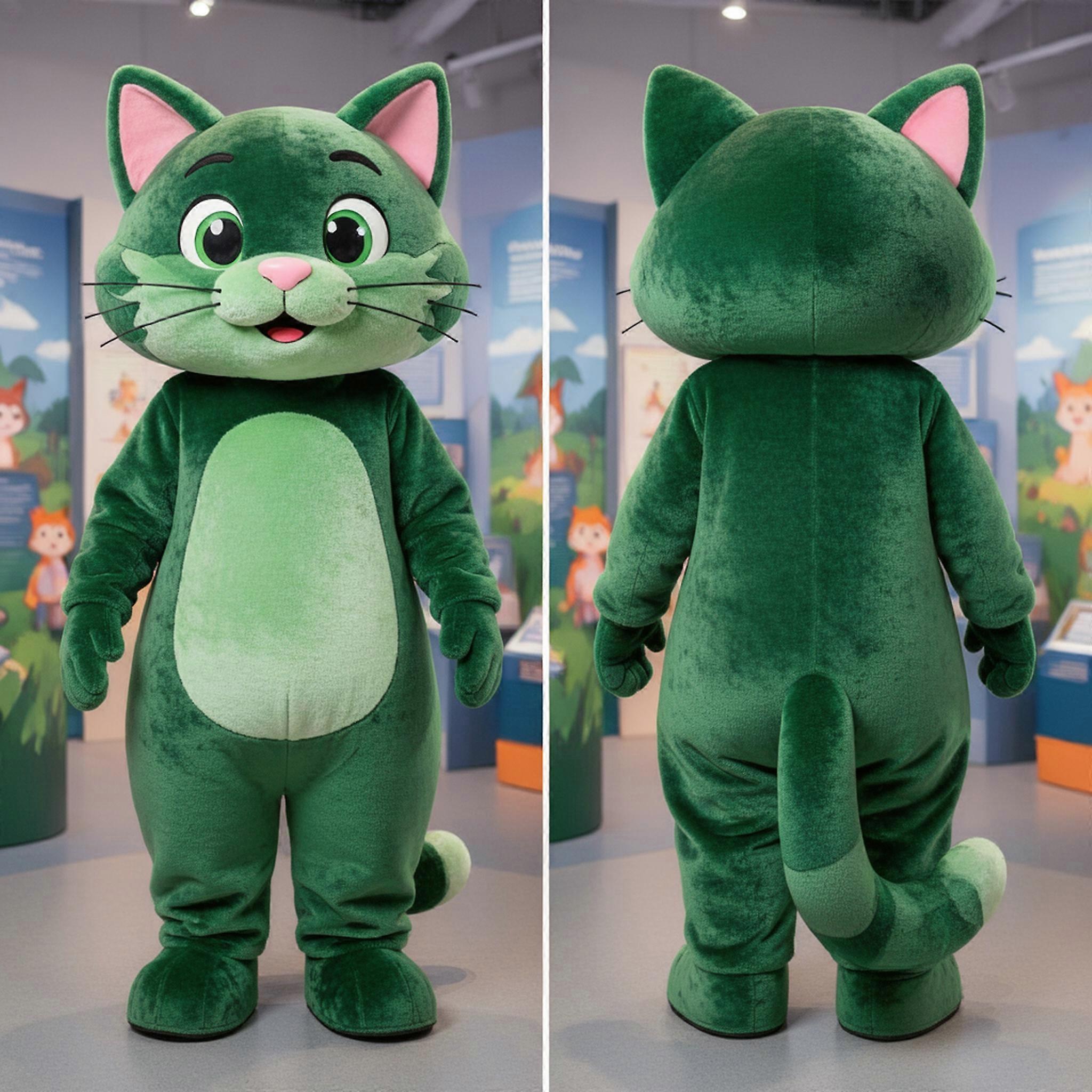 MASTICOT Forest Green Cartoon Cat Mascot