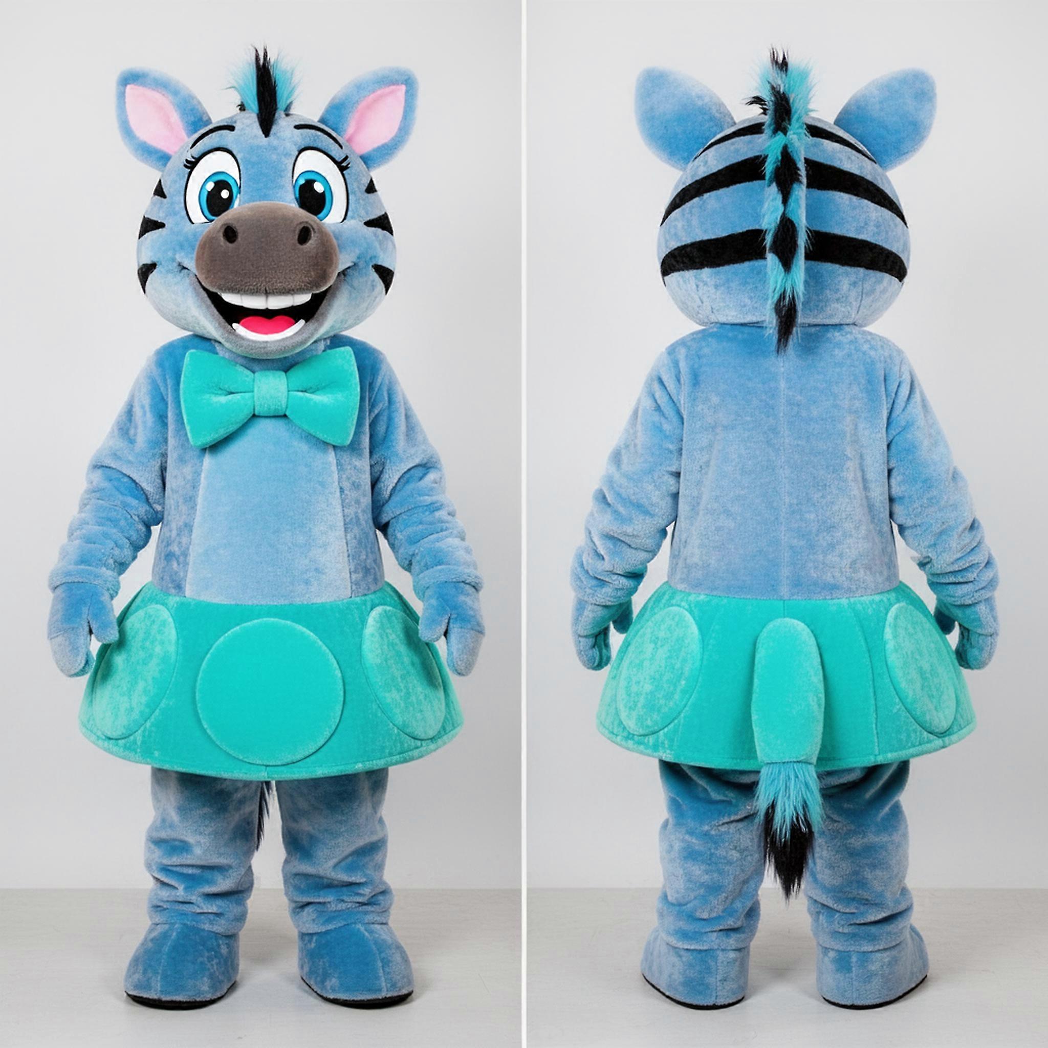 MASTICOT Sky Blue Striped Zebra Mascot