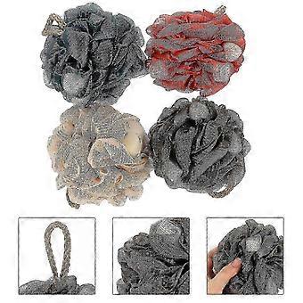 Shower Loofahs 4 Pack, PE Material Exfoliating Bath Sponge, Rich Bubbles Skin-Friendly Portable for Household and Travel Use