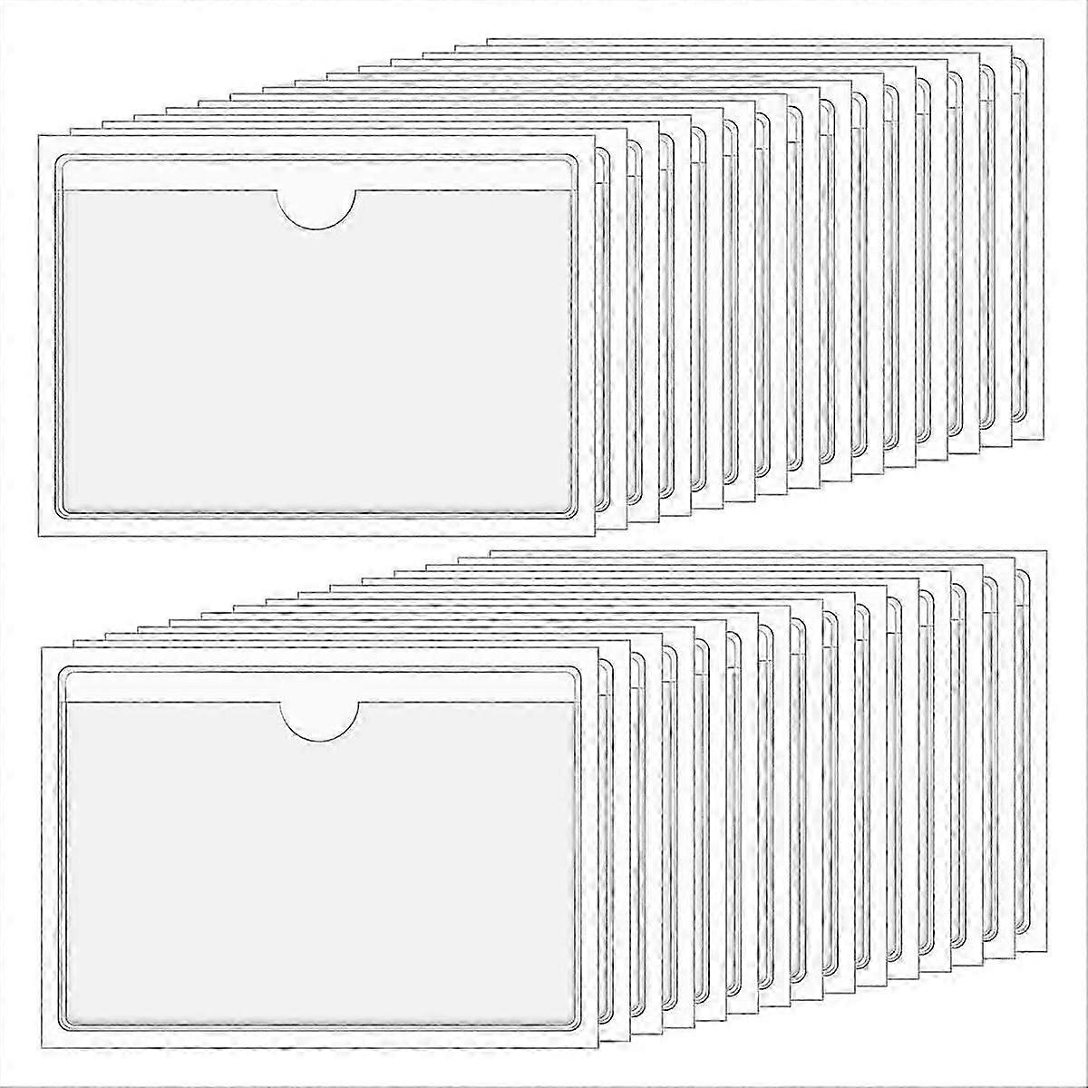 Self Adhesive Index Card Pockets with Top Loading Label Pockets, 30 Pack