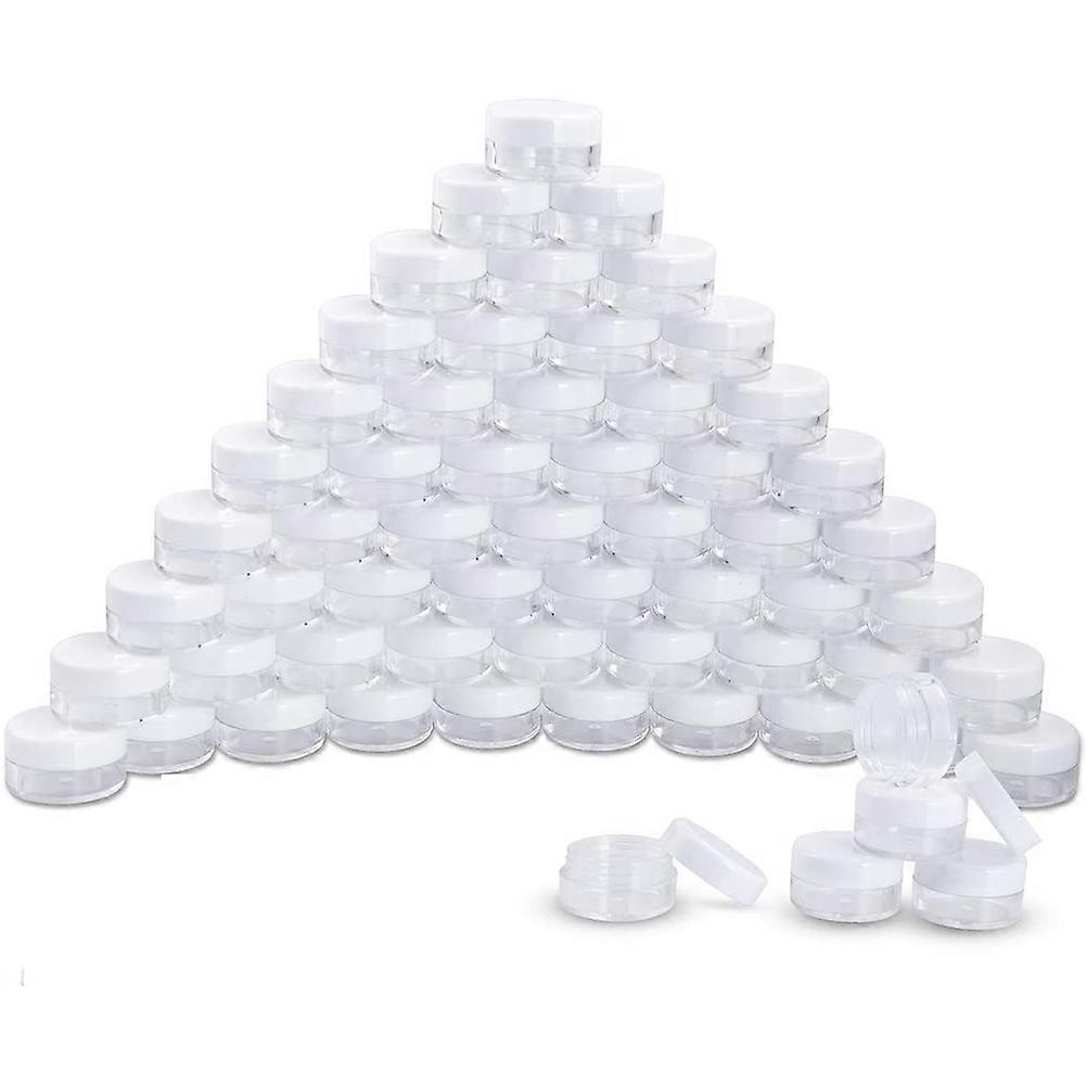 Plastic Cosmetics Jars Round Pot Jars for Storage 60Pcs White Set
