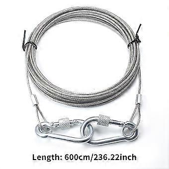 Locking metal double ended hook steel cable rope, dog traction rope, 2mm stainless steel wire rope, PVC transparent coating