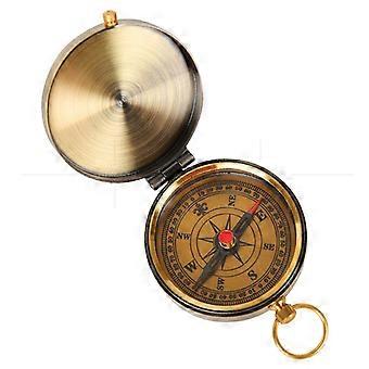 Antique bronze portable retro compass, zinc alloy outdoor flip pocket watch, compass, high-precision bronze compass.