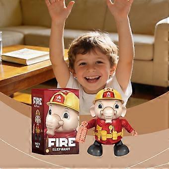 Dancing Firefighter Elephant Toy with Walking, Light and Music Effects for Kids