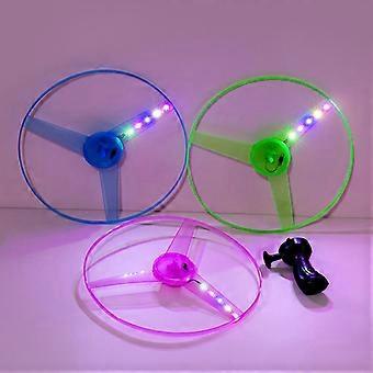 Kids Luminous Flying Disc Propeller Toys Led Lighting Pull String Ufo Spinning Top Outdoor Sports Toy Gift