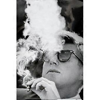 JFK-Holzpuzzle: Bild von Präsident John F. Kennedy beim Zigarrenrauchen – Porträt von Präsident Kennedy – Holzpuzzle für Zuhause und Schule – Coole Holzpuzzles