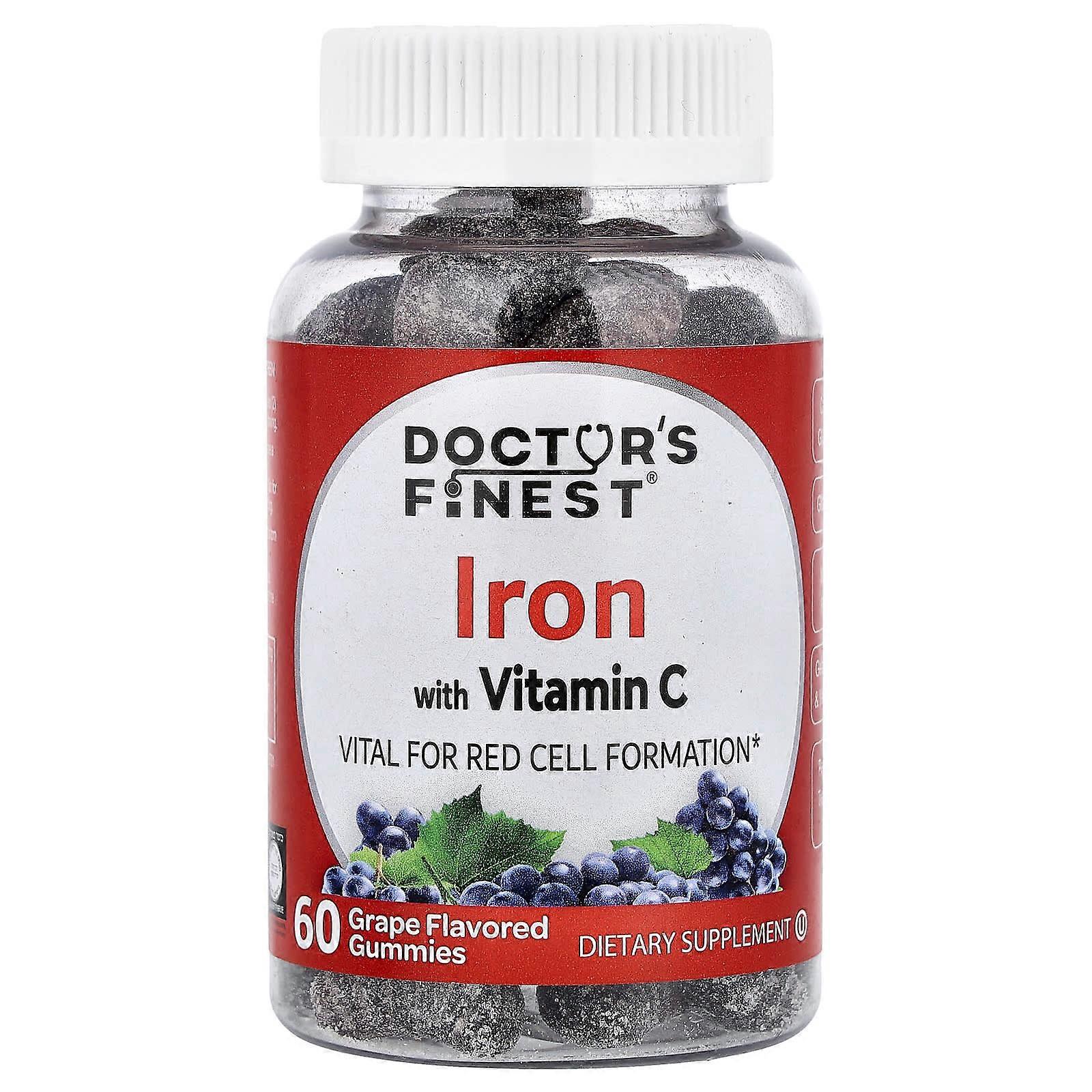 Doctor's Finest, Ferro com Vitamina C, Uva, 60 Gomas