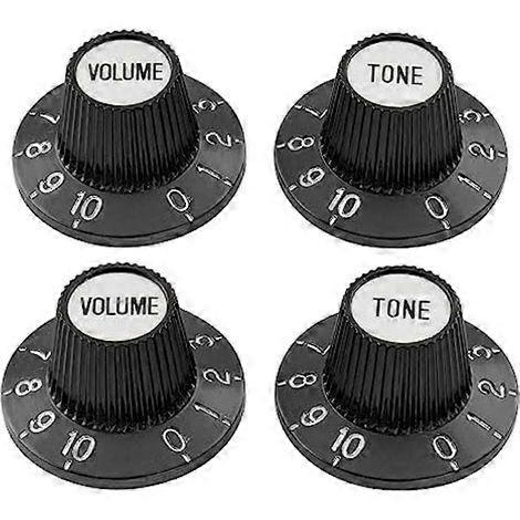 Volume and tone knobs for electric guitar, bass and effects amplifier.