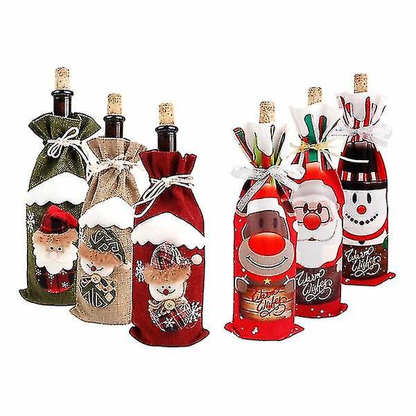 6pcs Christmas Decorations Santa Claus Silverware Holders Pockets Dinner Decor A
