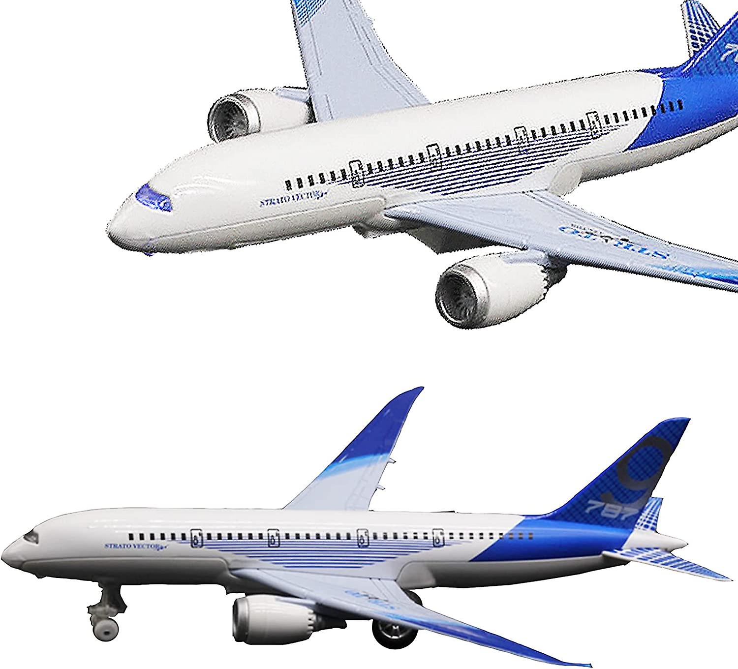 Airplane Toys Bump and Go Airlines Die Cast Metal Model Plane Toy with Lights and Sounds for Kids Blue