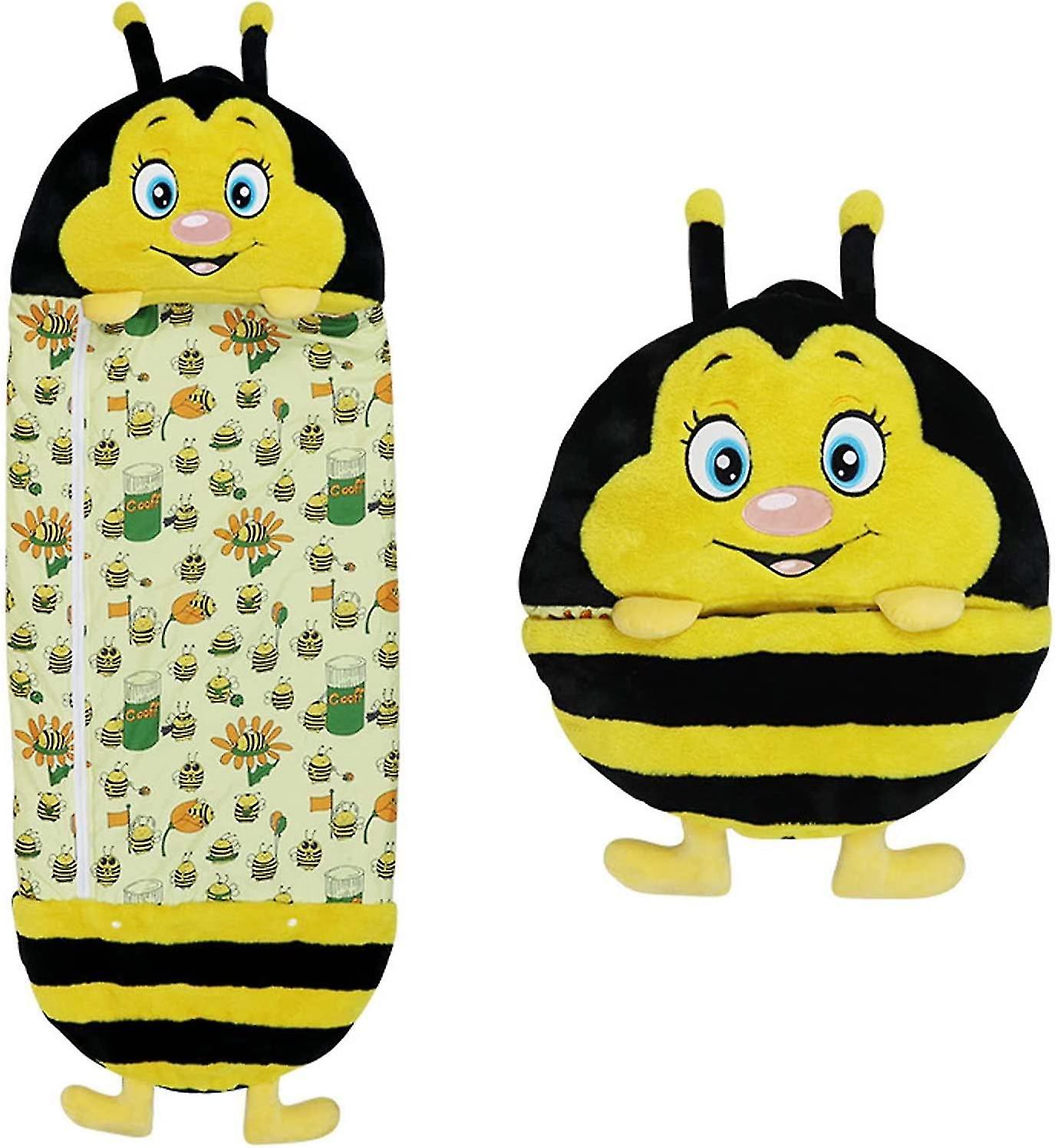 1pcs Large Pillow And Sleeping Bag,super Soft Cartoon Animal 2 In 1,foldable Warm Camping Bees,137 * 50cm