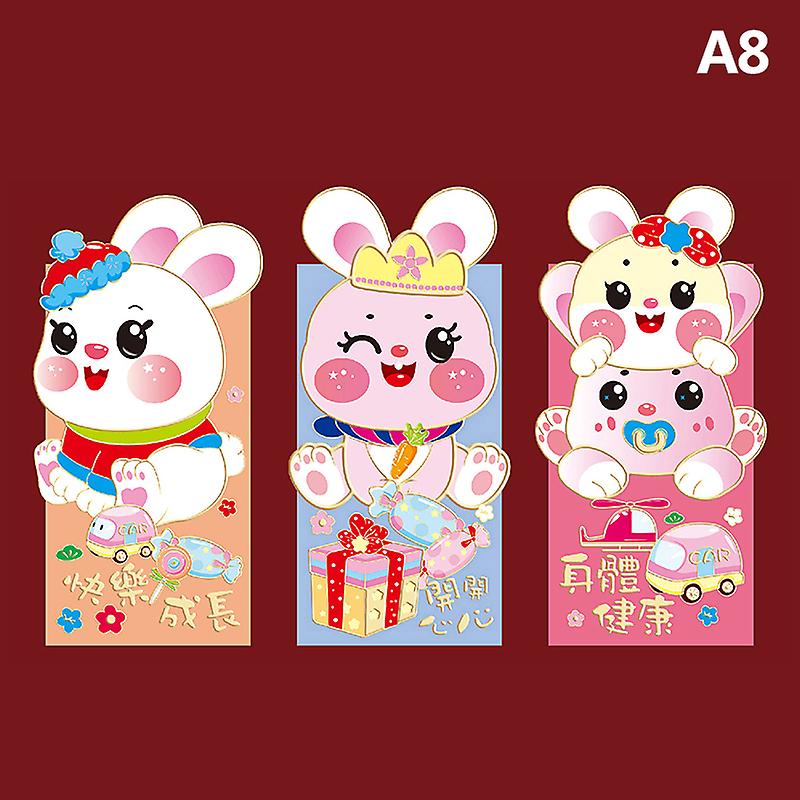 6pcs Rabbit Year Cartoon Spring Festival Chinese New Year Lucky Red Envelope