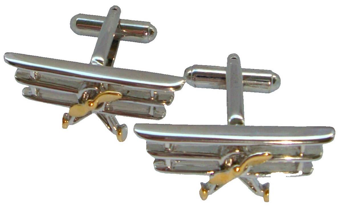 Bassin and Brown Triplane Cufflinks - Silver