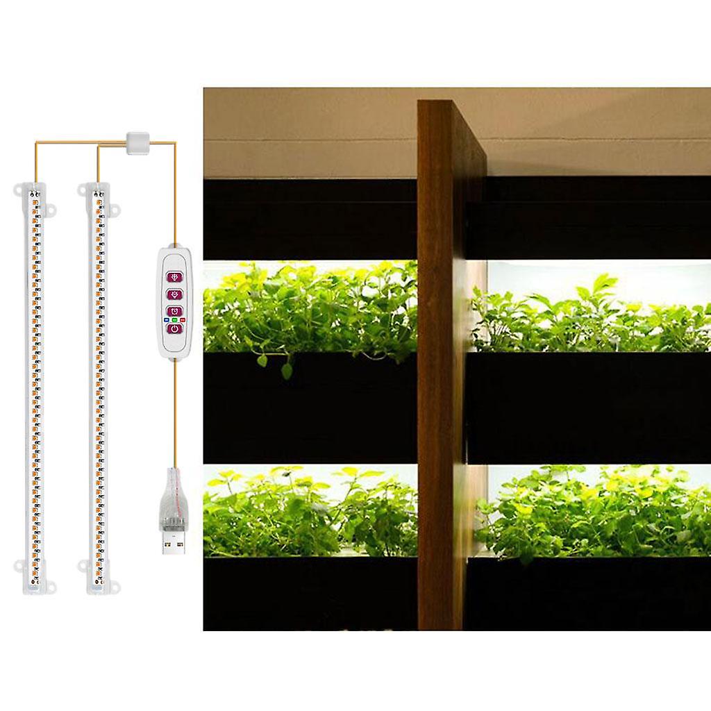 LED Grow Light with 8/12/16H Timer 5 Level Brightness Full Spectrum 2 Head