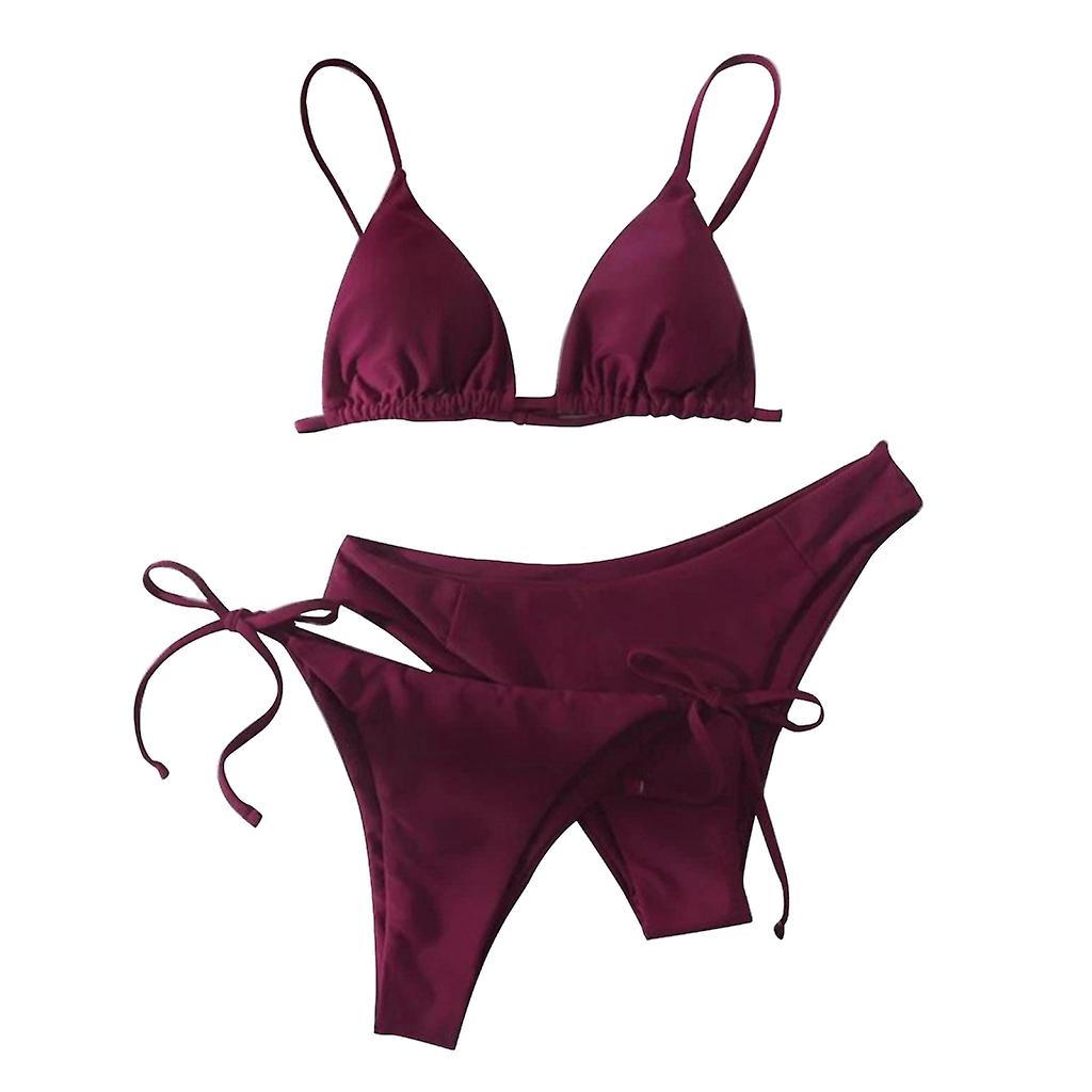 Womens Triangle Bikini Set String Bikini Set Three Piece Swimsuit Bathing Suits