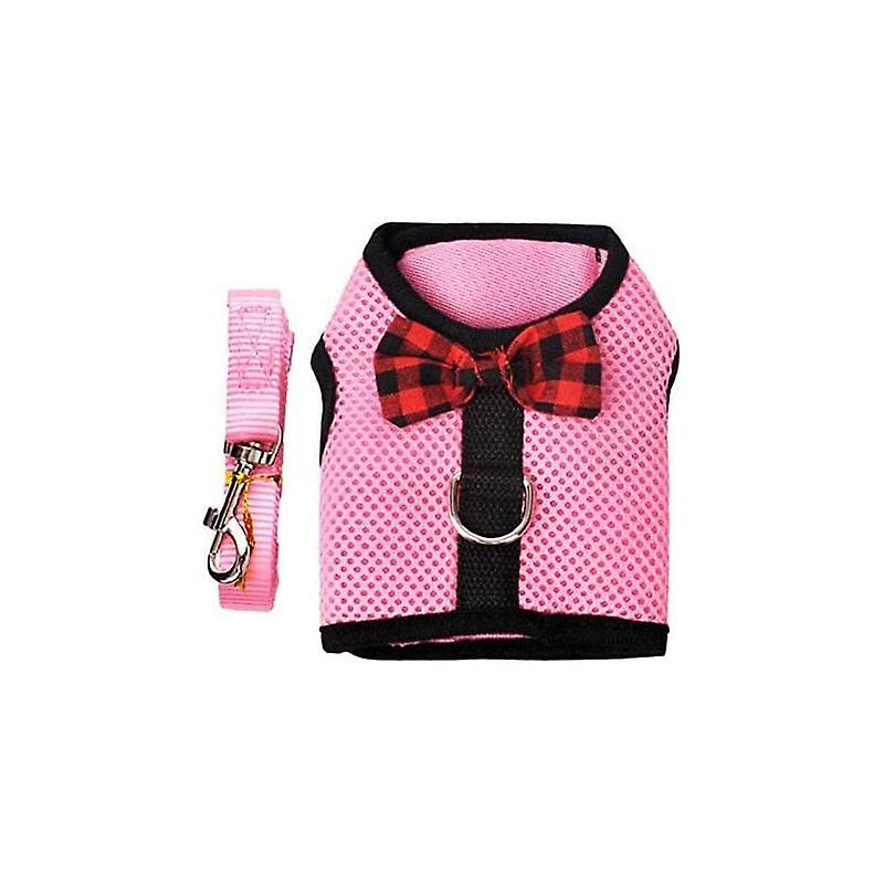 Harness for Rabbits with Elastic Leash, suitable for Small Pets (S: Bust (20-23cm), Pink),54g