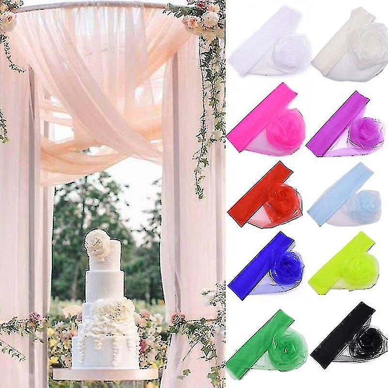5/10m 48cm Wedding Organza Tulle Roll Sheer Crystal Yarn Tulle Fabric For Wedding Birthday Party Backdrop Decor Diy   Shower