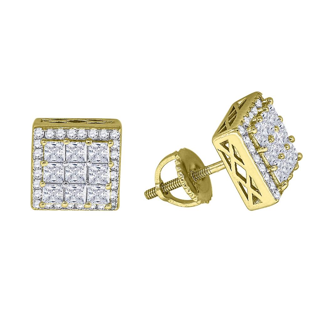 DG Men's,Sterling Silver 925 Cubic Zirconia 9mm Square Earring