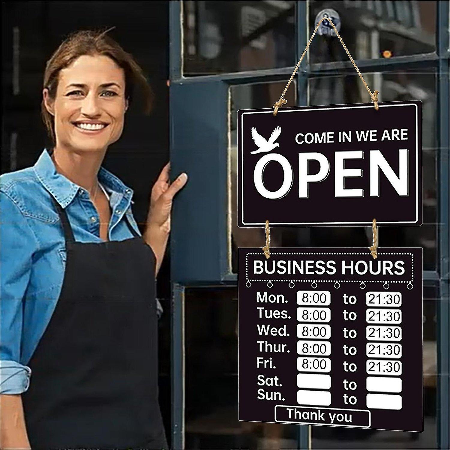Hours Sign | Double Sided Hours Sign | Open And Closed Sign With Hours, Decorative Boards Hours Sign