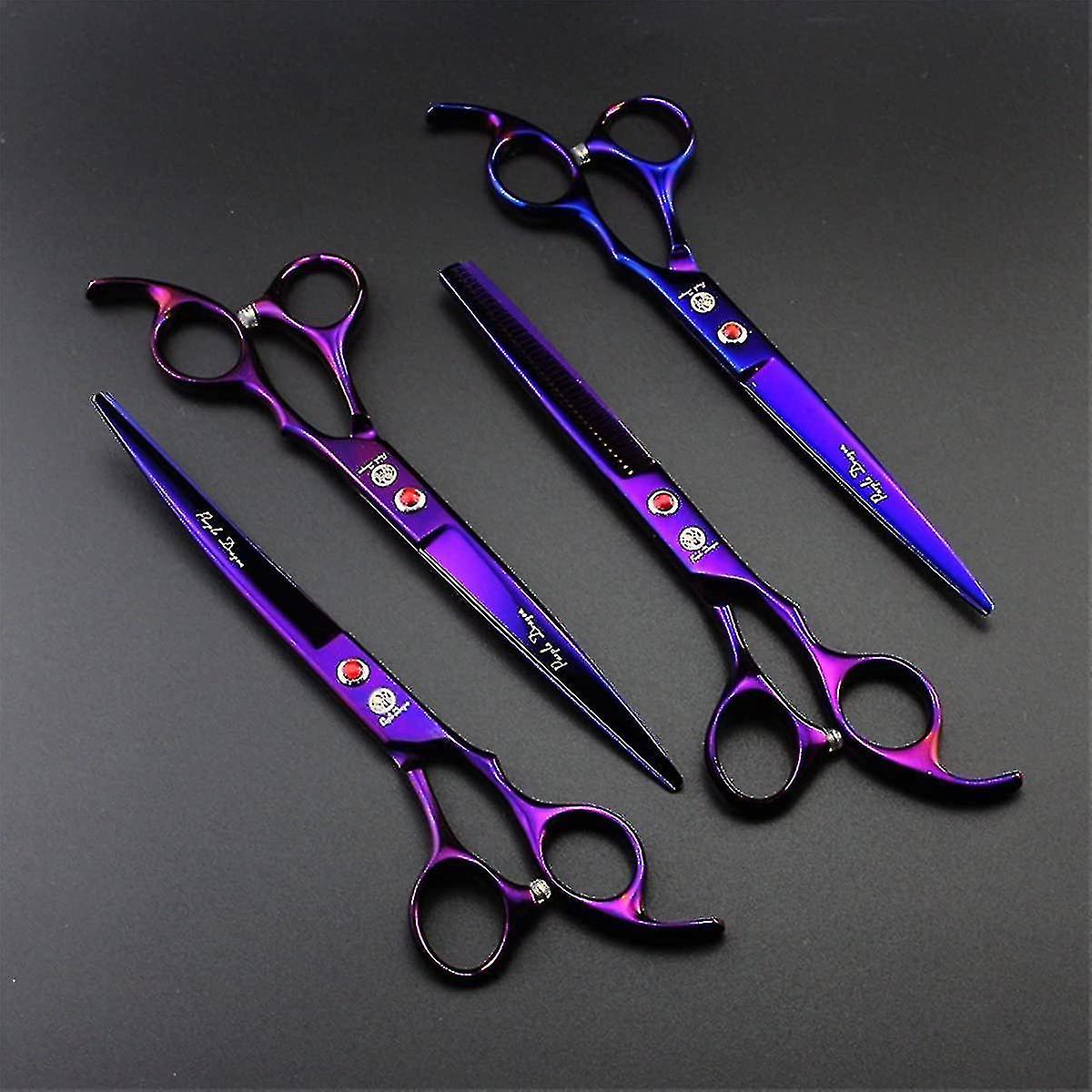 Dragon Grooming Scissors For Dogs Professional 7.0 Inch Dog Scissors Set With Thinning Scissors For Grooming Curved Pet Grooming Scissors Set Dog Hair