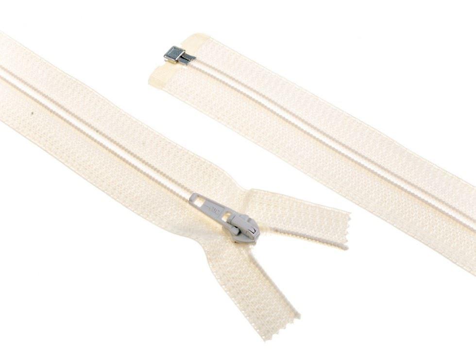 Minerva Nylon Open End Coat Zips Ivory - 25 cm - each