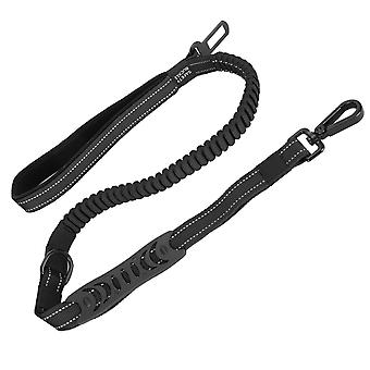Pet Safety Car Seat Belt Dog Walking Leash AntiLost Reflective Training Nylon Strap(Black )