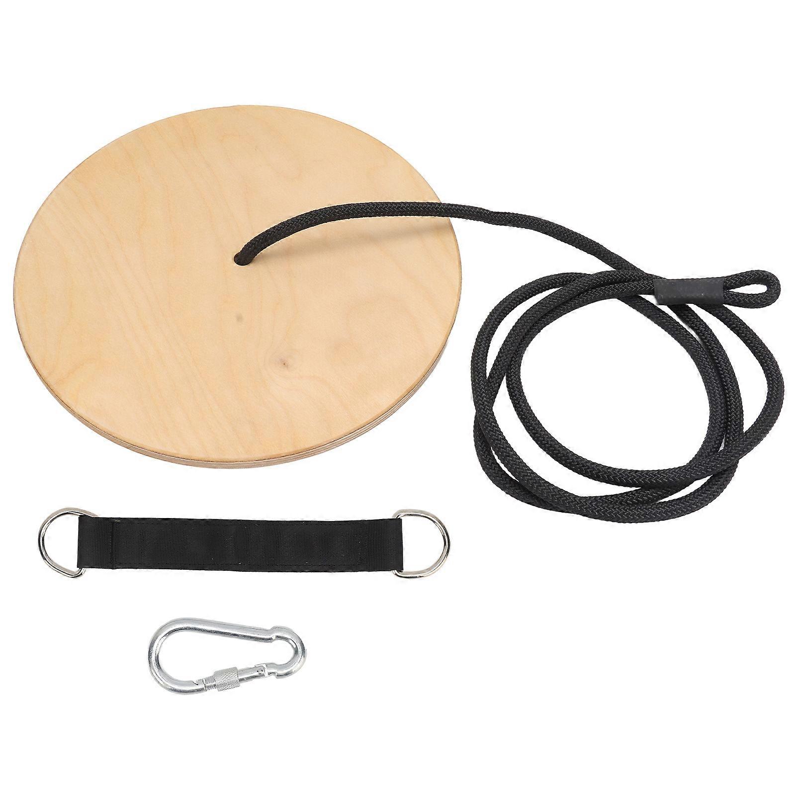 Disc Rope Swing Adjustable Wooden Round Platform Climbing Rope Tree Swing for Backyard Outdoor 78.7in