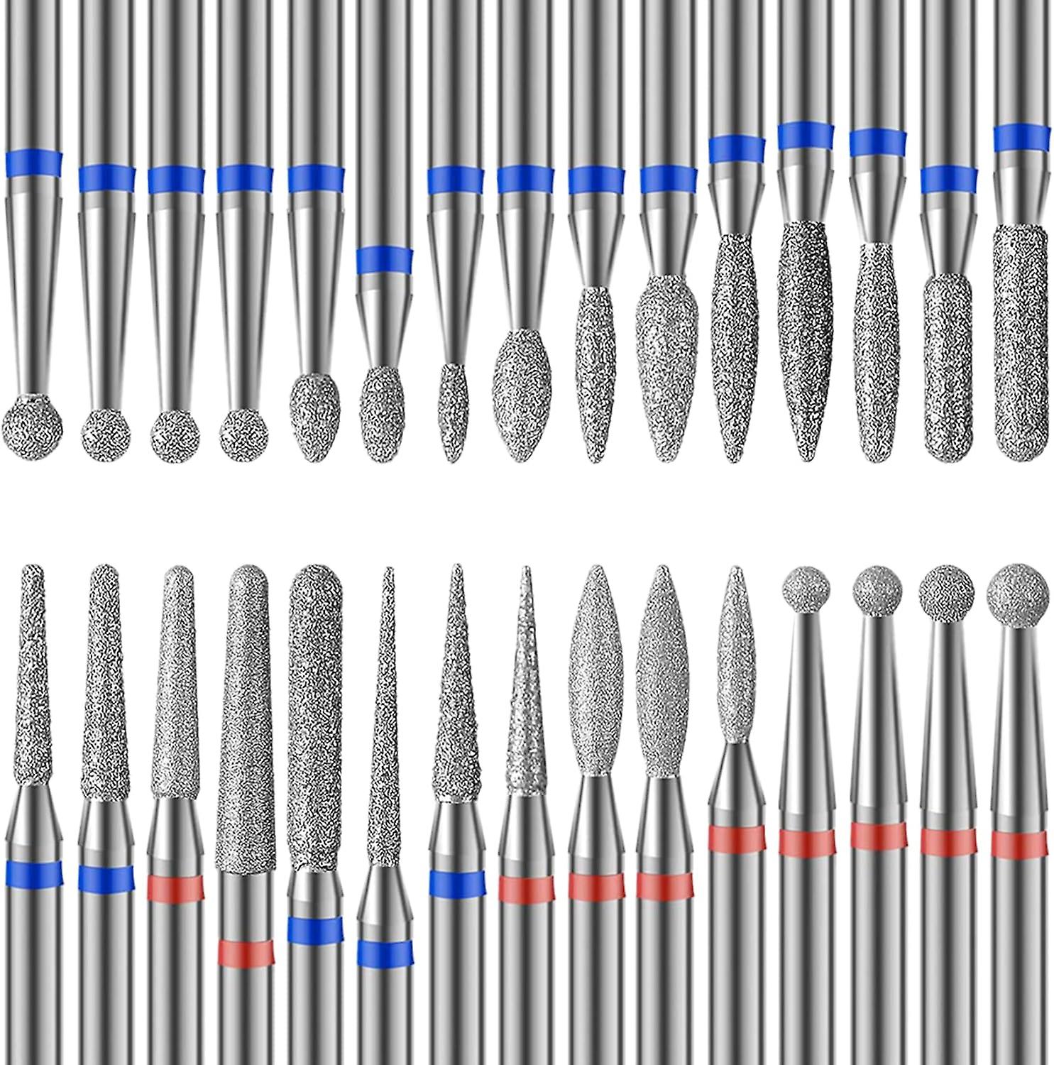 30PCS Nail Drill Bits Sander Tips Professional Diamond Remover Ki