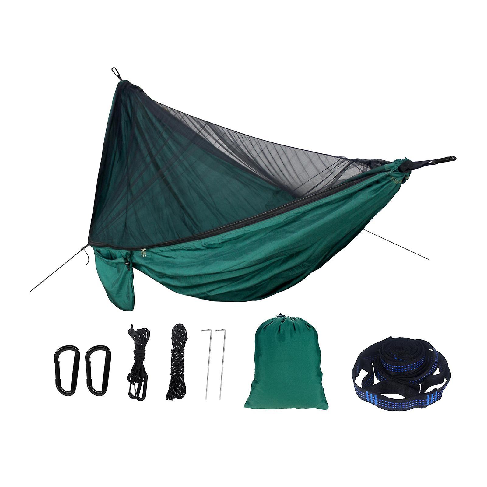 Camping Hammock with   Net Netting Hanging Sleep Bed Swing Green